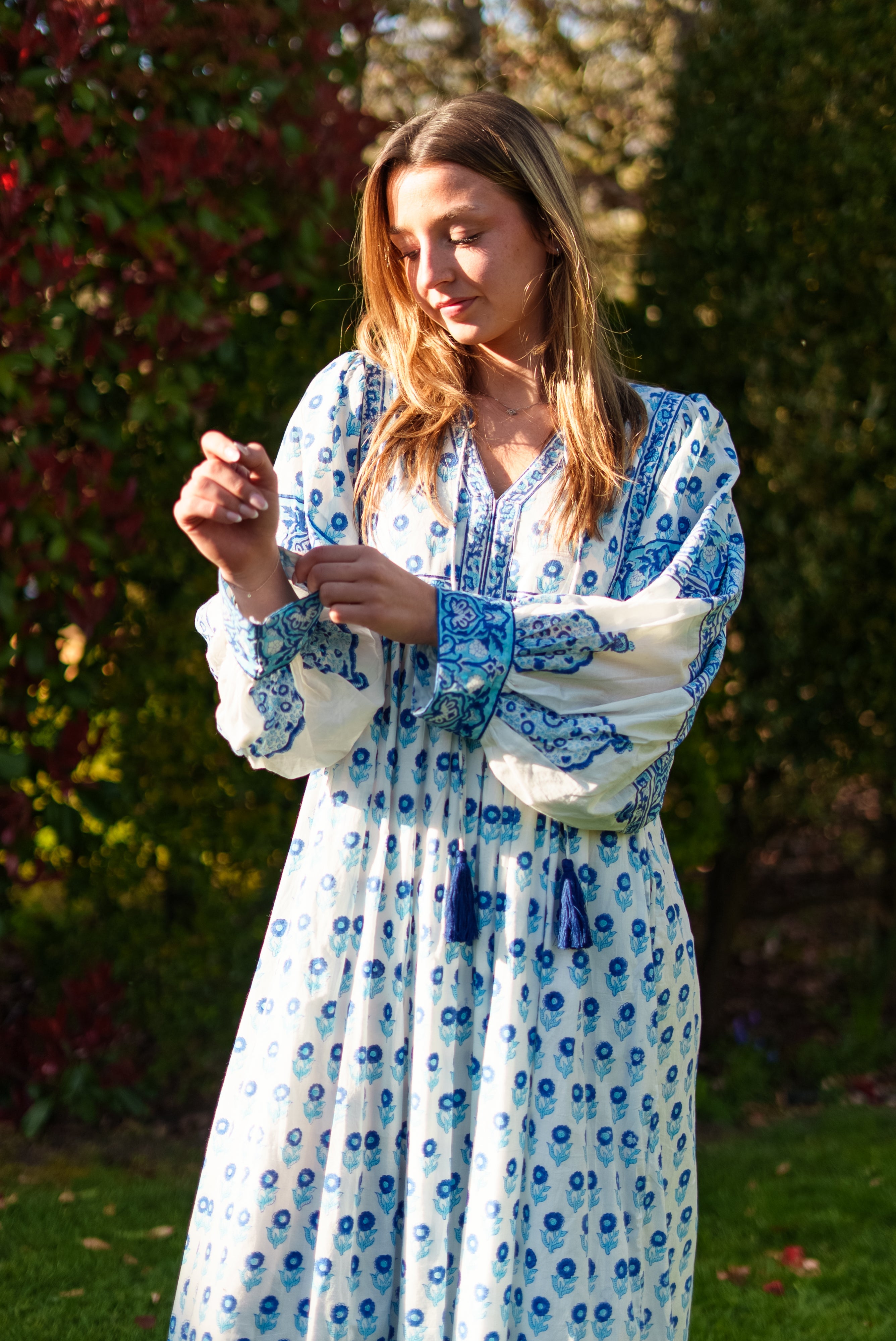 Soul Of Sita Amelia Floaty Sleeve Folk Print Maxi Dress