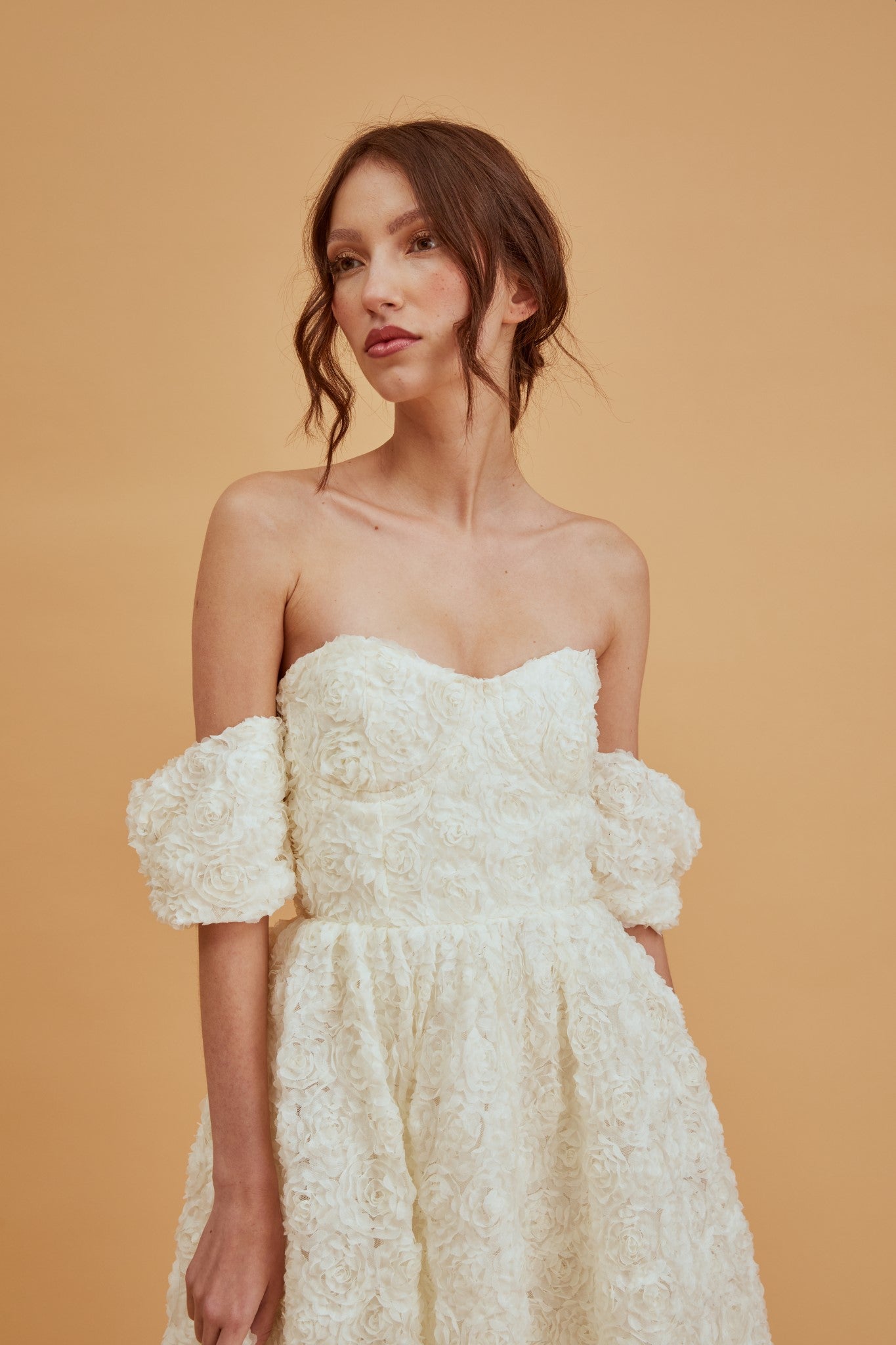 Amelia Cream Jacquard Bardot Midaxi Skater Dress-image-5