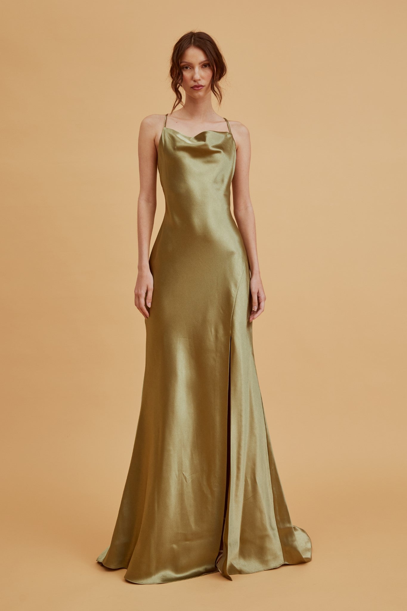 Pippa Sage Green Bridesmaid Cowl-Neck Slip Dress-image-4