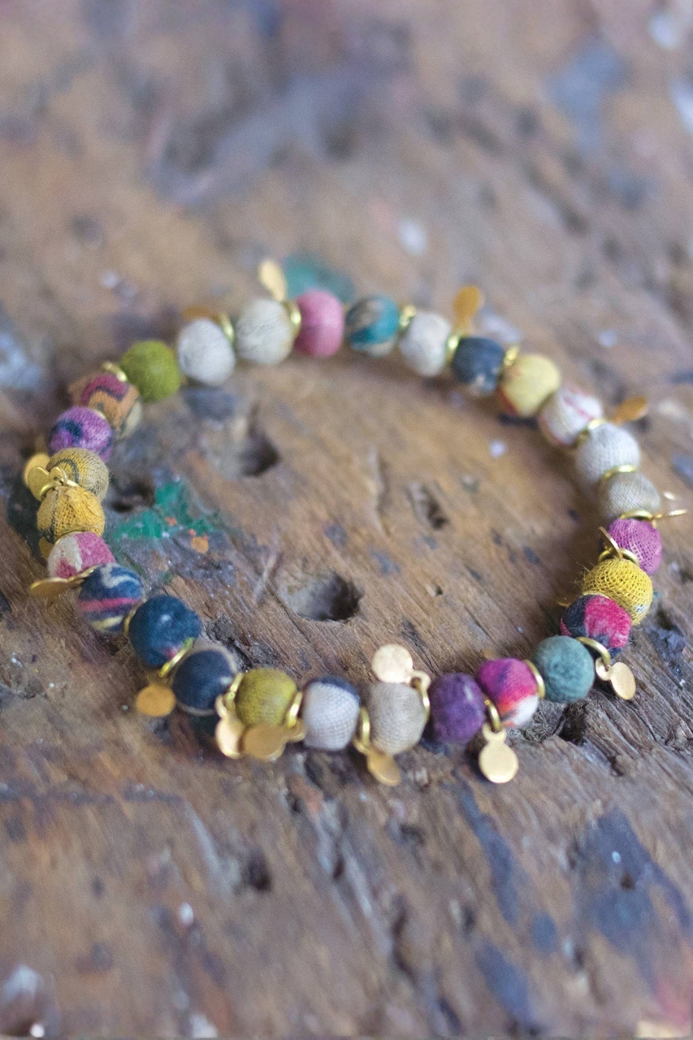 Soul Of Sita Elasticated Recycled Fabric Bead Bracelet