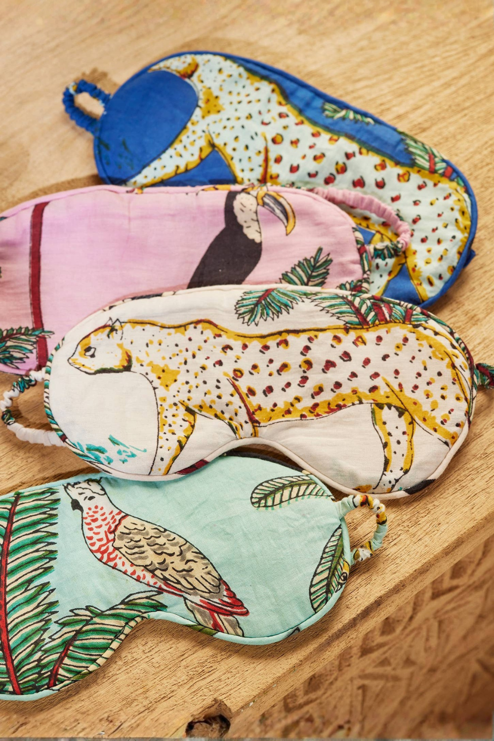 Soul Of Sita Jungle Print Eye Mask: Jade, Blue And White