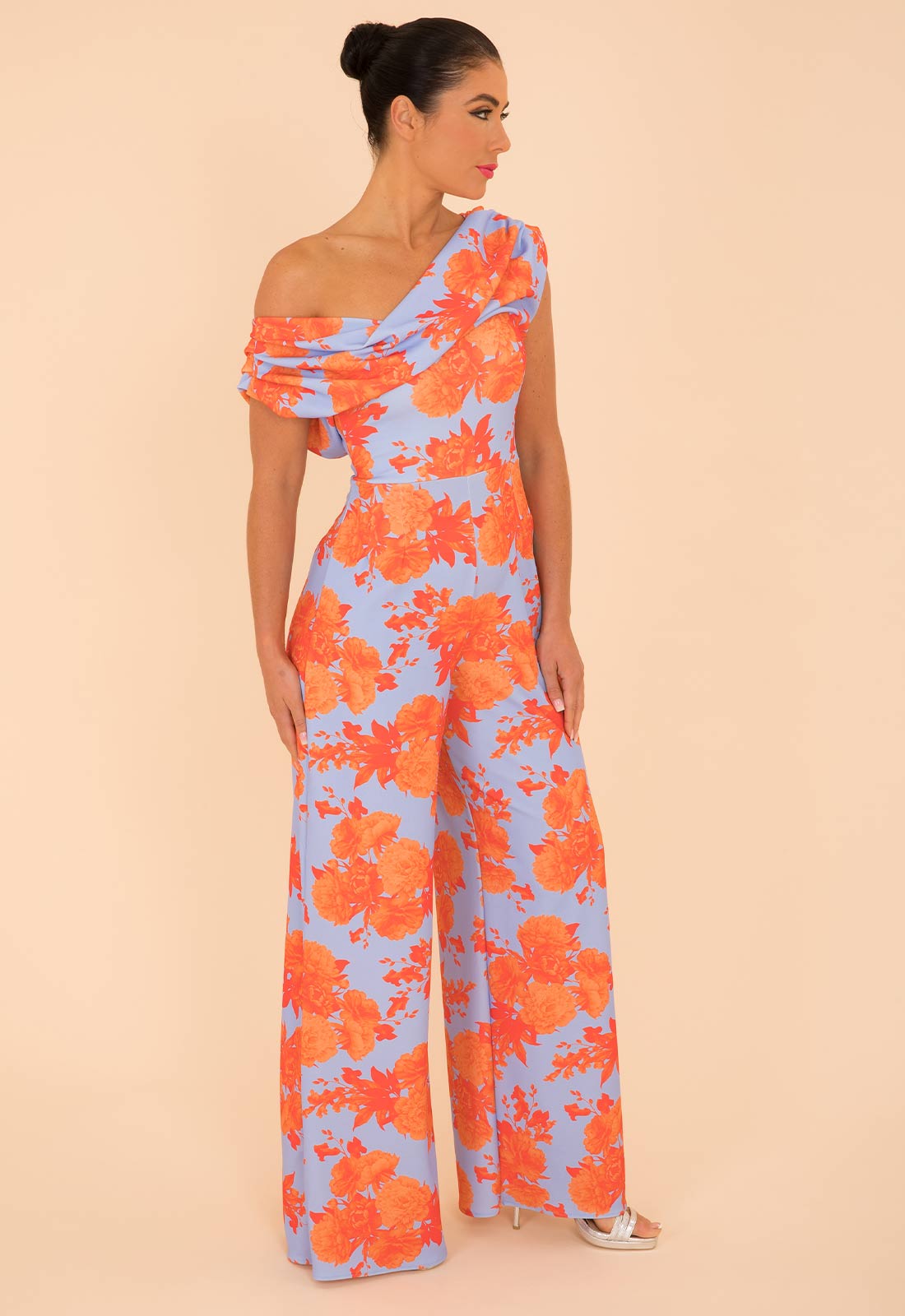 Atom Label Powder Blue And Orange Venice Jumpsuit