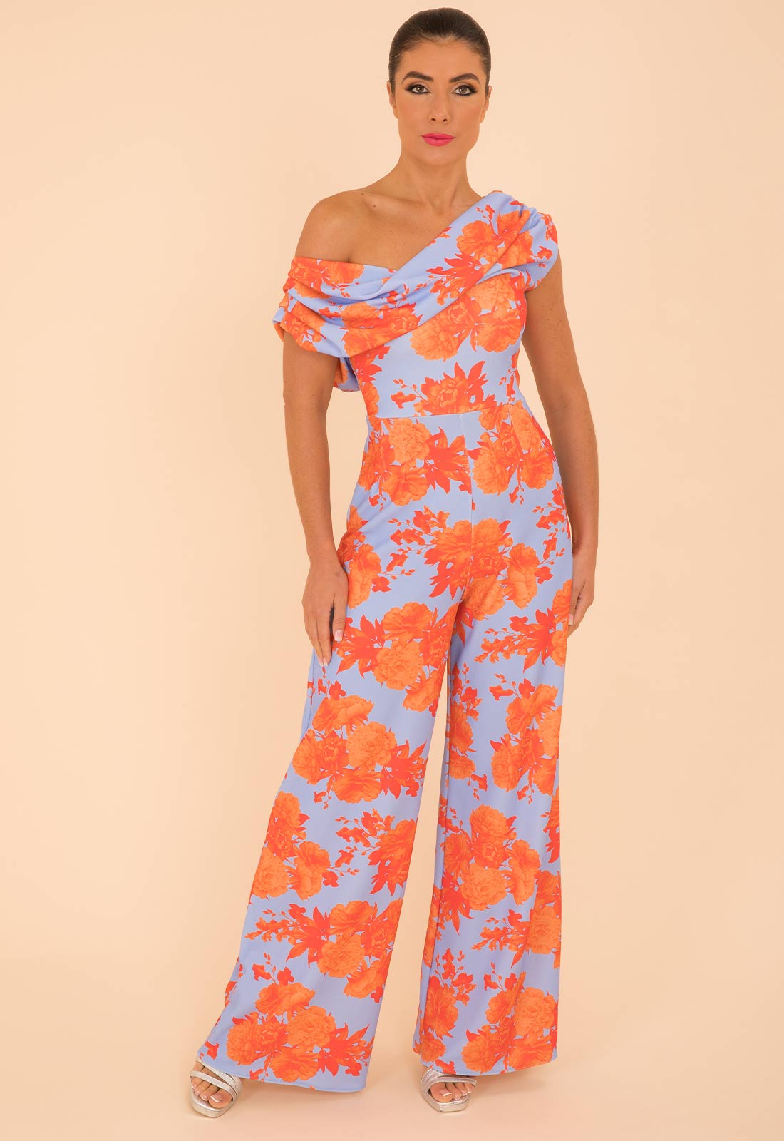 Atom Label Powder Blue And Orange Venice Jumpsuit