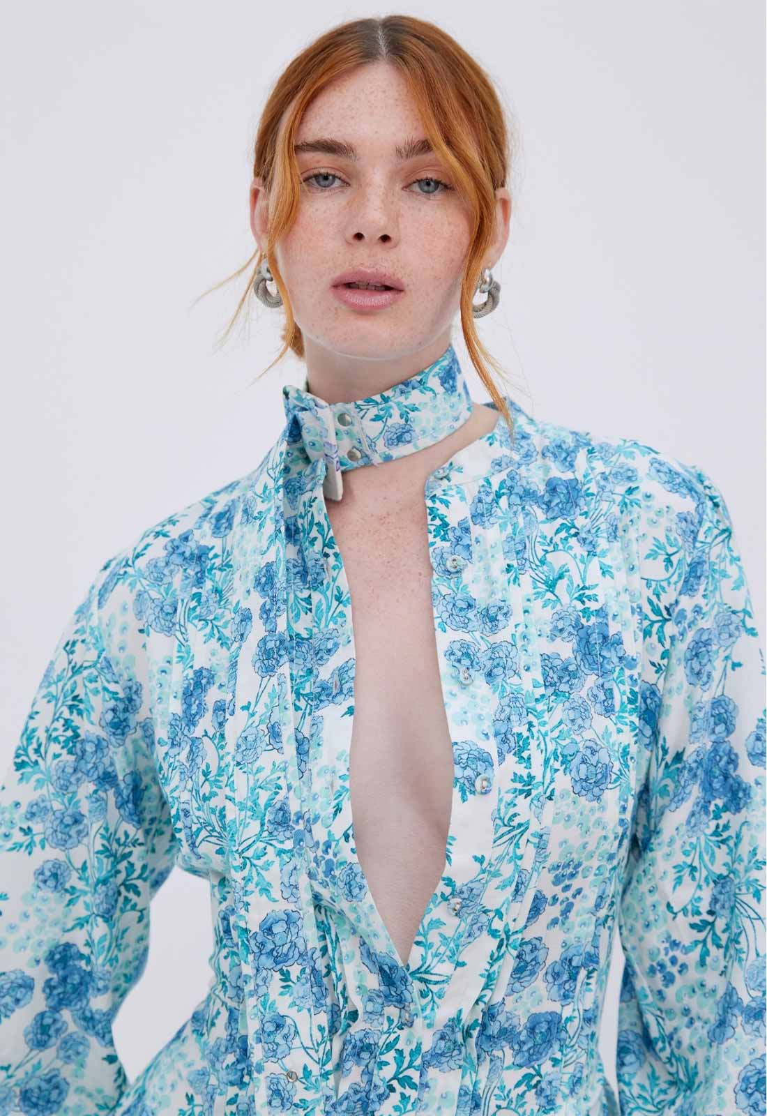 blue print dress
