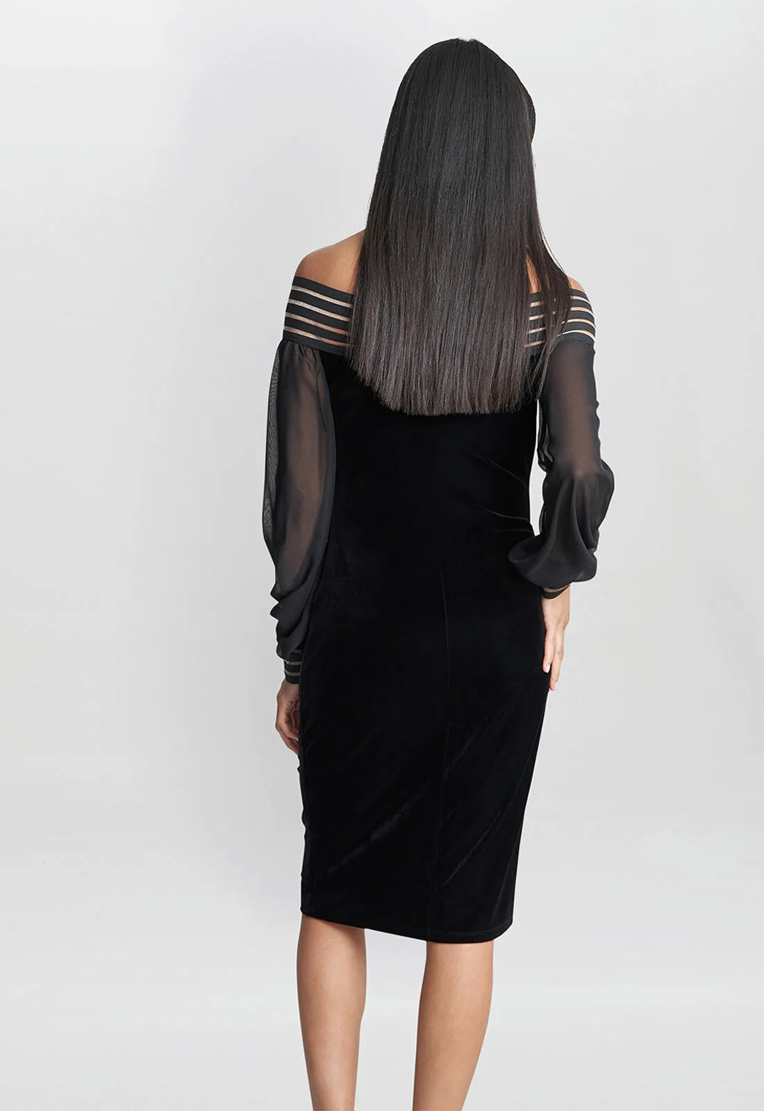 Gina Bacconi Black Taylor Velvet Off The Shoulder Dress