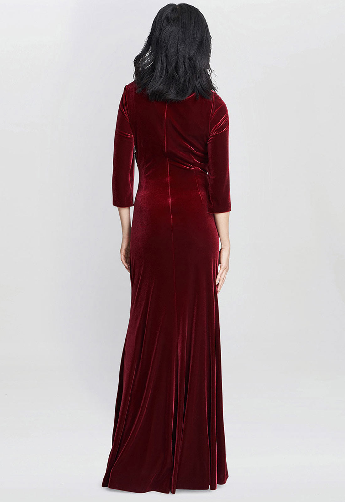 Gina Bacconi Wine Sophie Velvet Maxi Dress