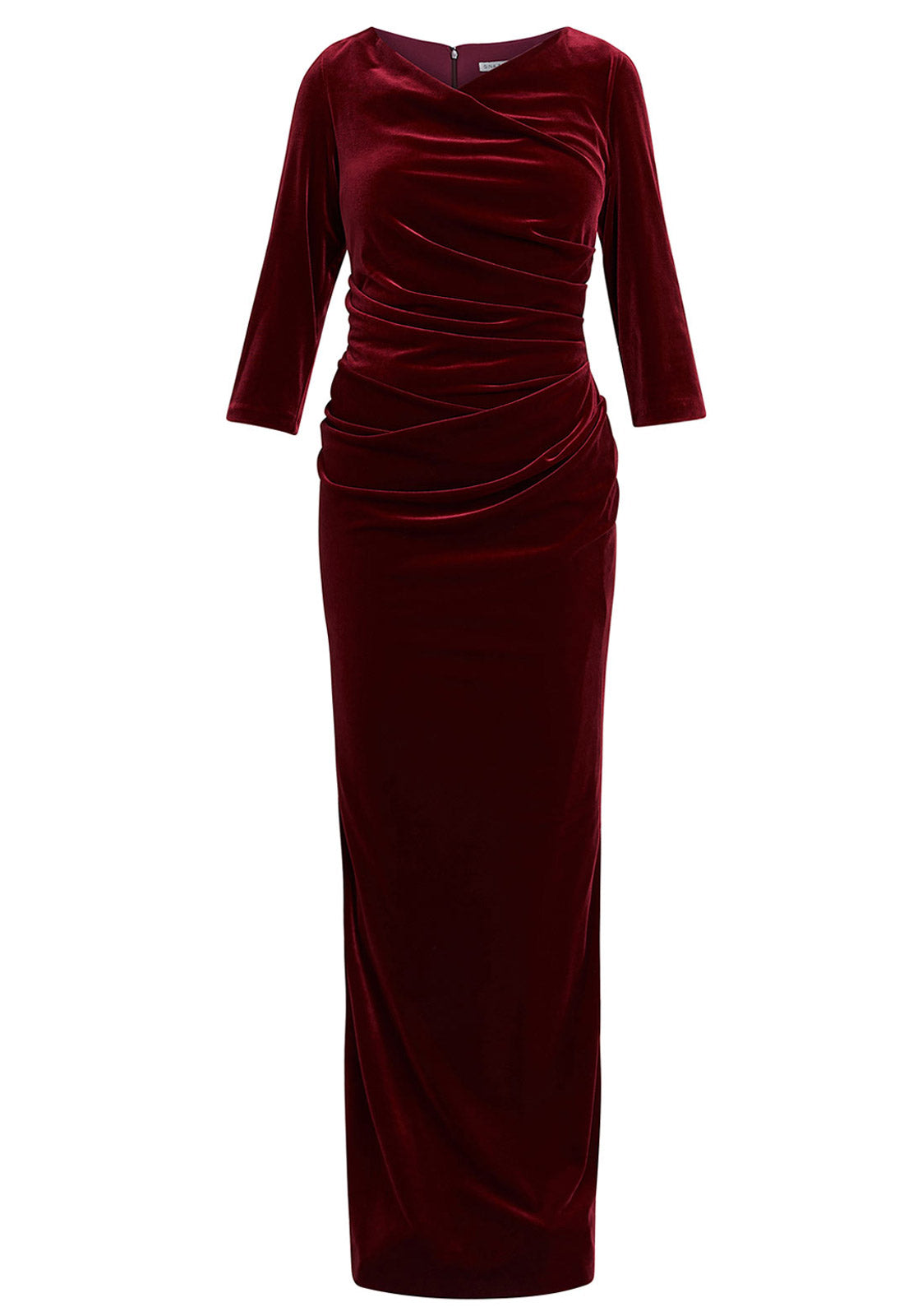 Gina Bacconi Wine Sophie Velvet Maxi Dress