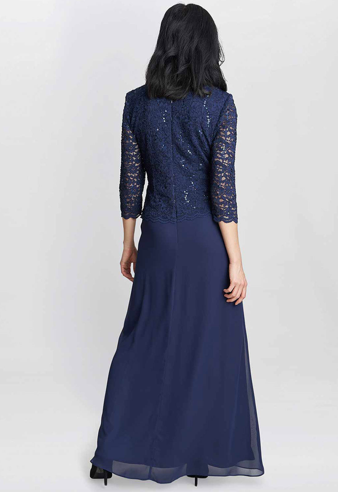 Gina Bacconi Blue Virginia Maxi Lace Dress