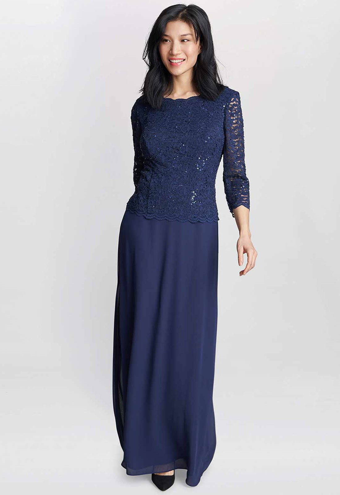 Gina Bacconi Blue Virginia Maxi Lace Dress