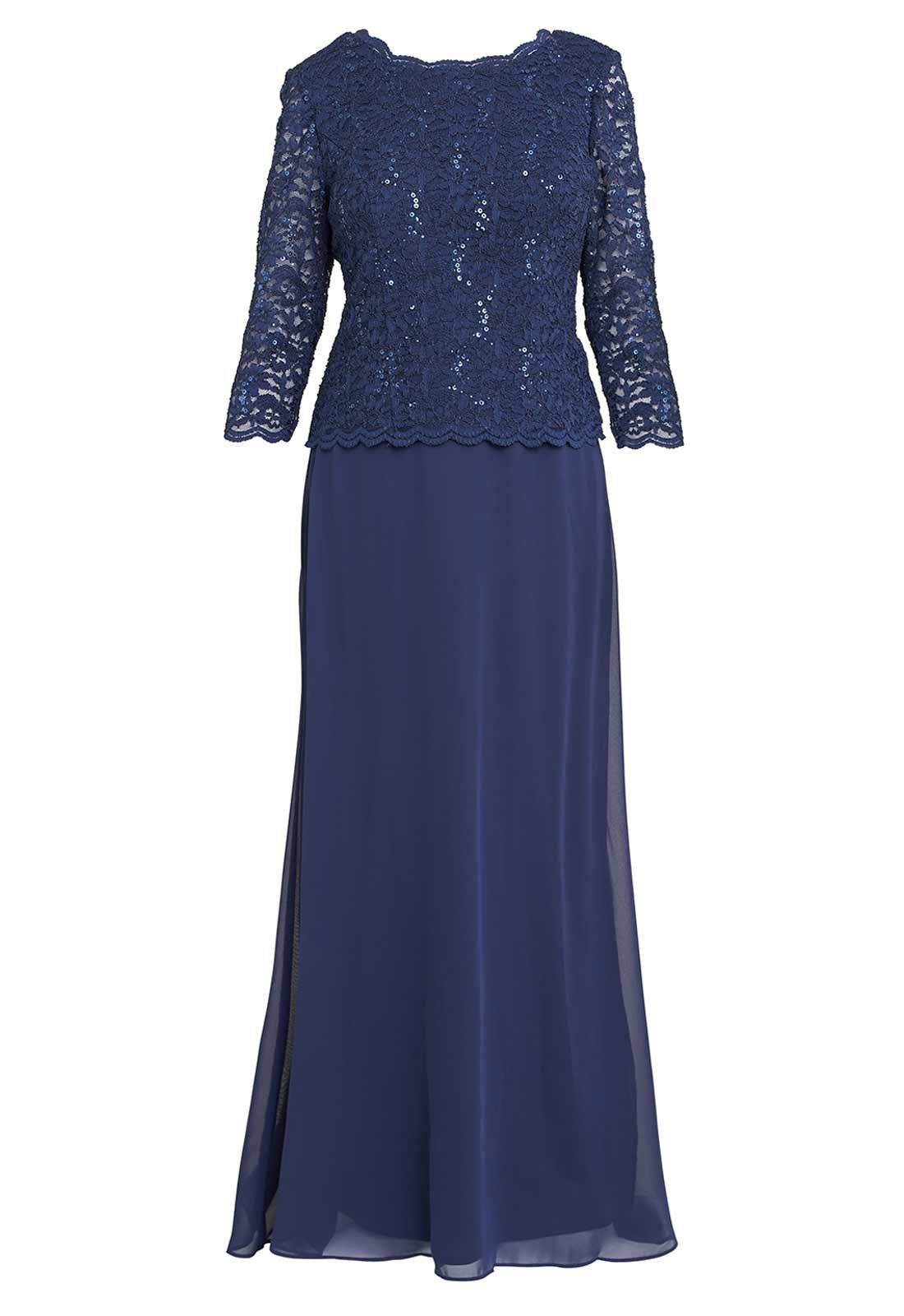 Gina Bacconi Blue Virginia Maxi Lace Dress