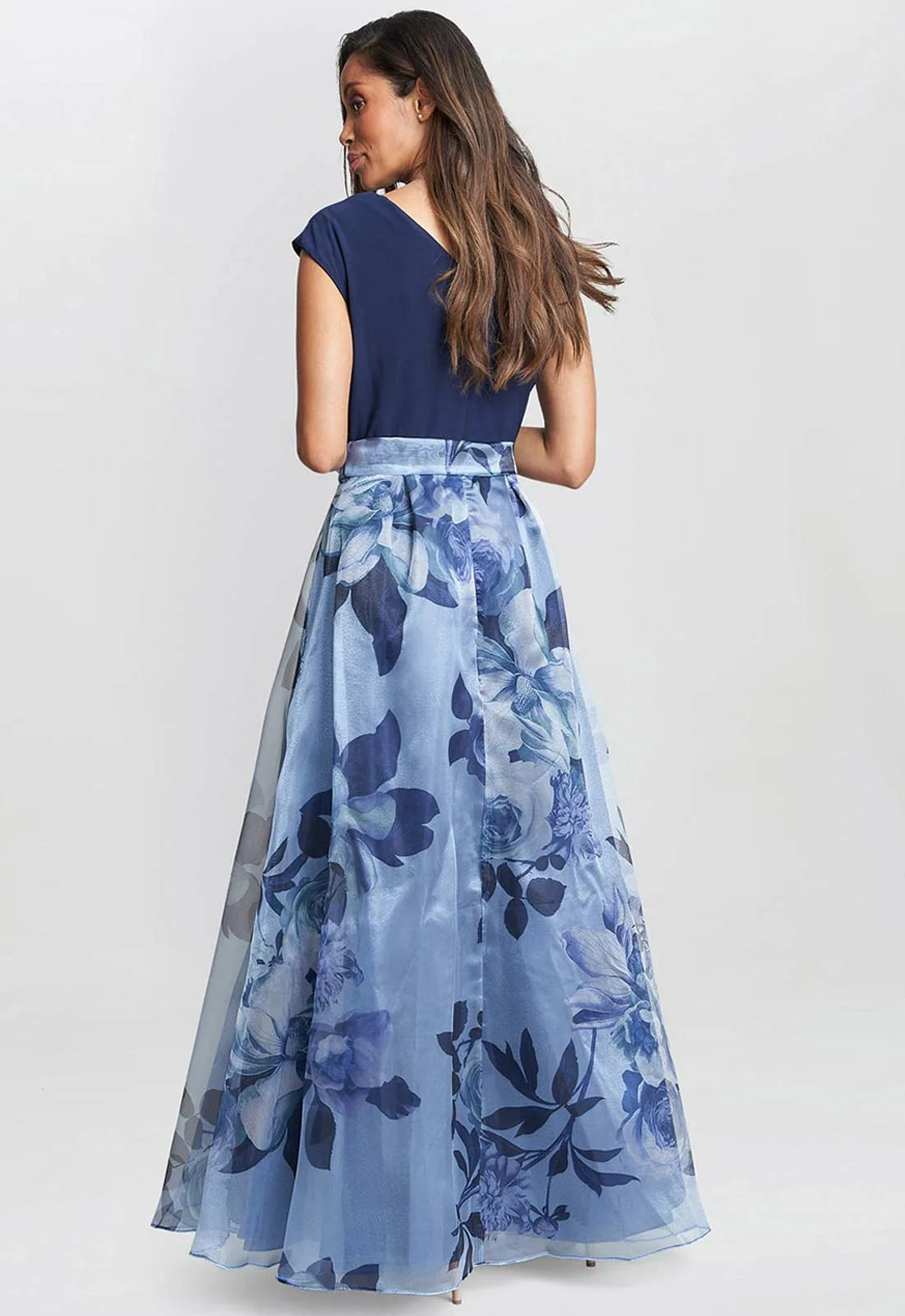 Gina Bacconi Grace Maxi Printed Dress With Jersey Bodice And Belt