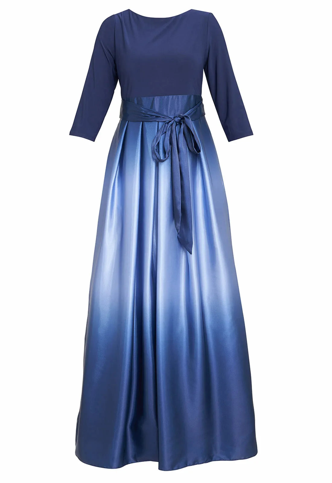 Gina Bacconi Ingrid V Neck Back Ombre Satin Maxi Dress