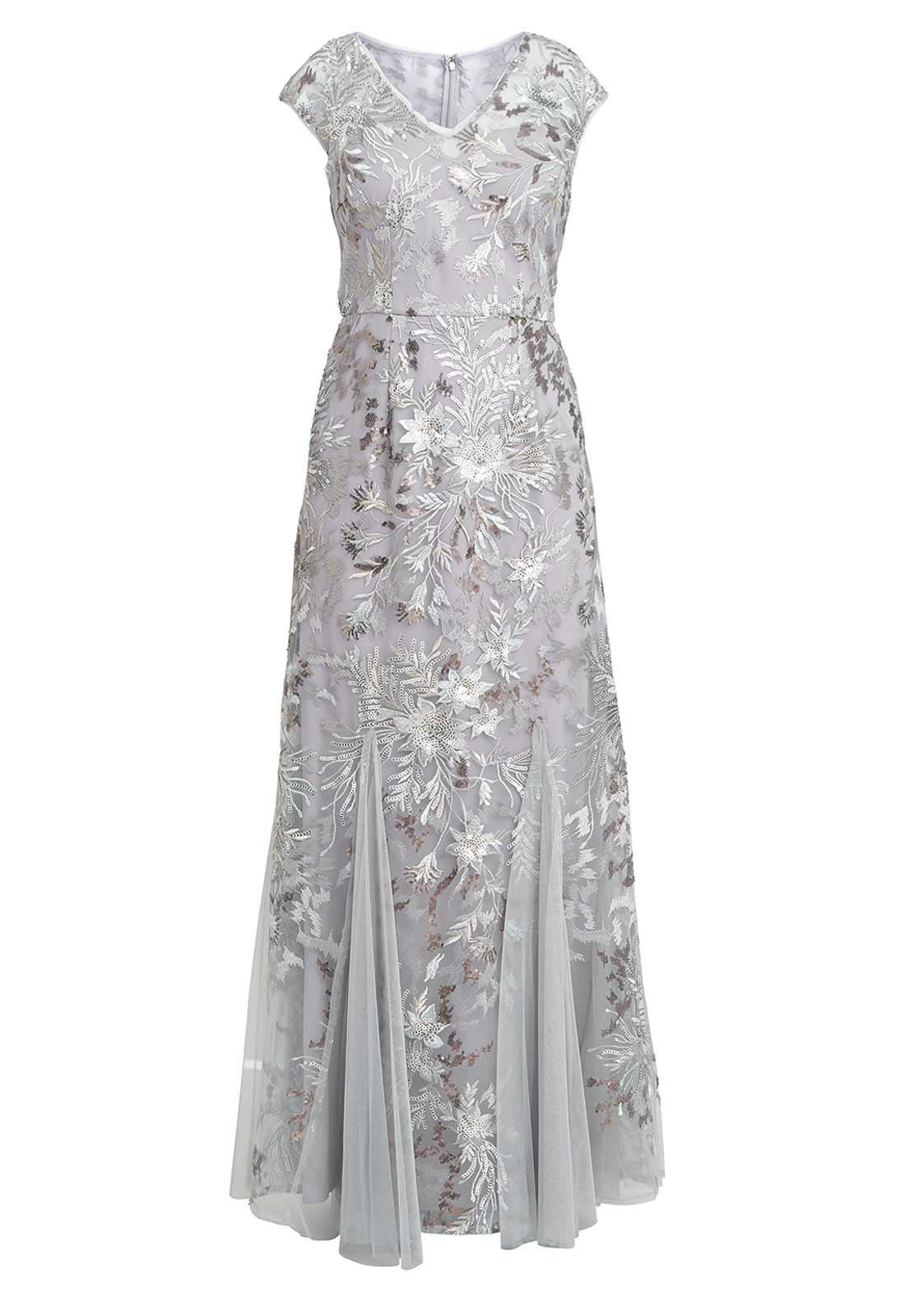 Gina Bacconi Silver Caitlin Maxi Dress