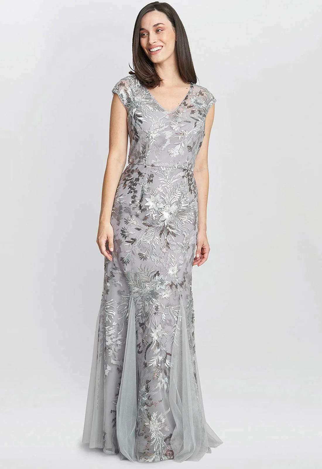 Gina Bacconi Silver Caitlin Maxi Dress