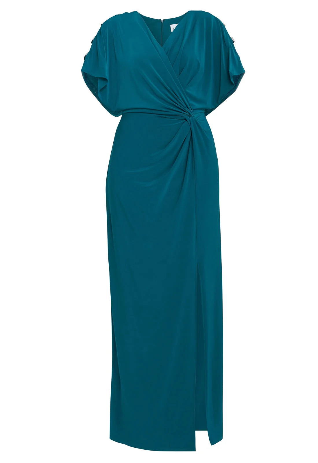 Gina Bacconi Green Pascale Long Knot Front Jersey Dress