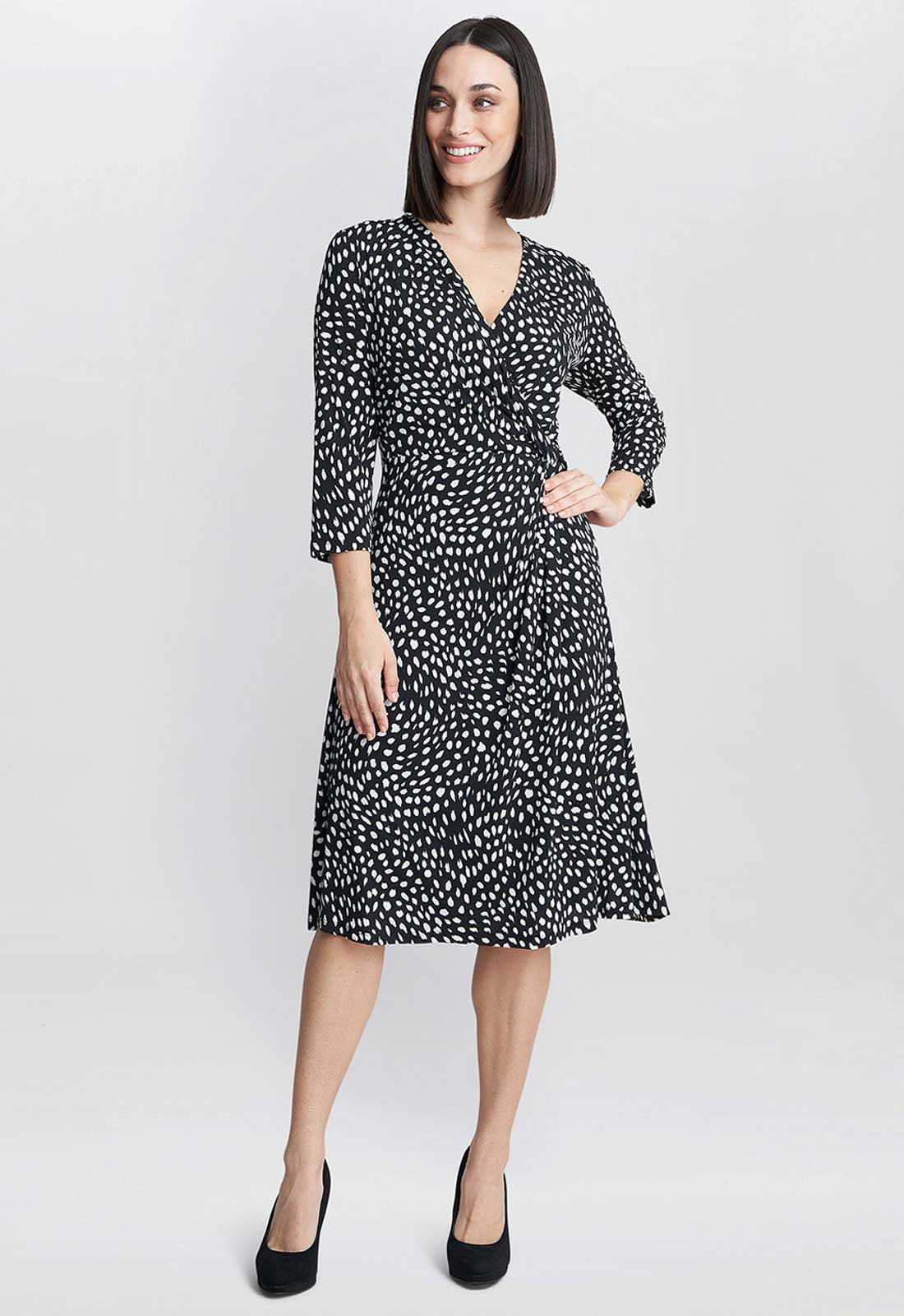 Gina Bacconi Black Camilla Print Dress