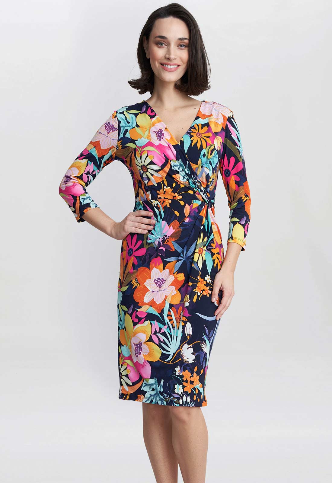 Gina Bacconi Navy Dana Jersey Wrap Dress