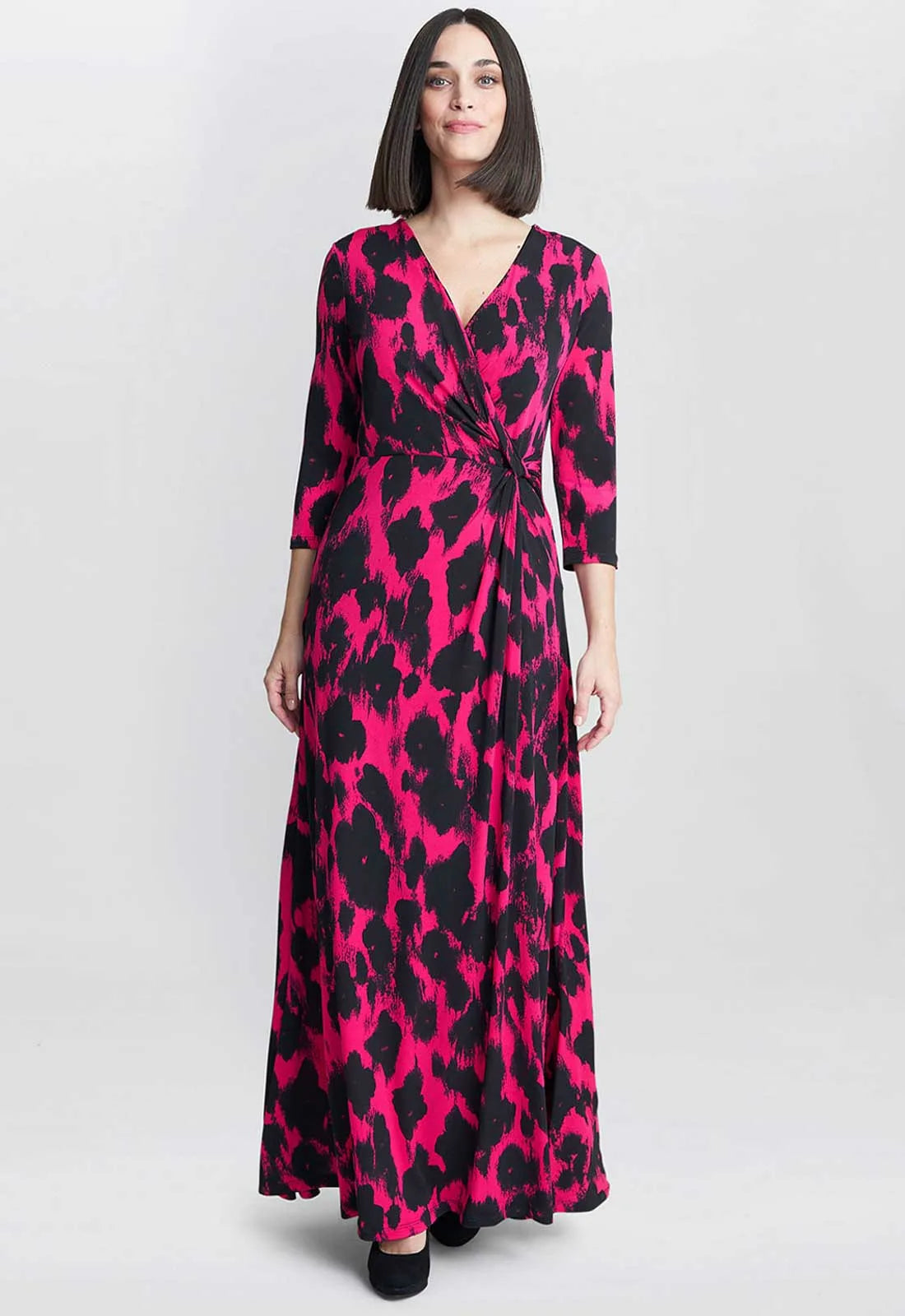Gina Bacconi Pink Debra Wrap Maxi Dress