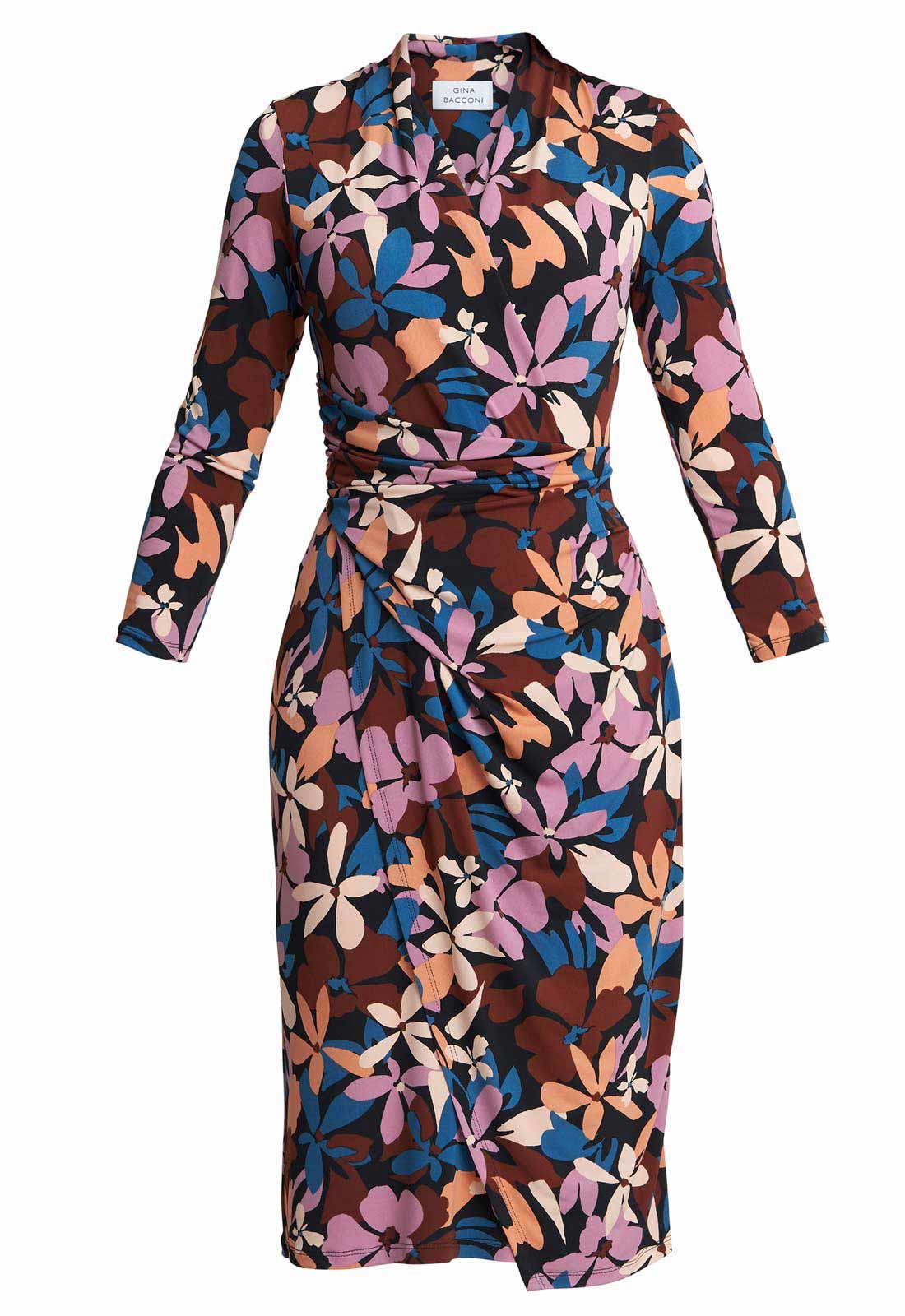 Gina Bacconi Black & Plum Isobel Jersey Wrap Dress