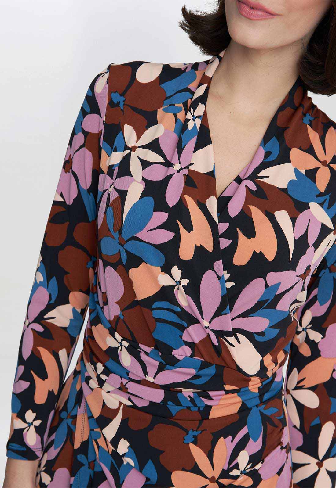 Gina Bacconi Black & Plum Isobel Jersey Wrap Dress