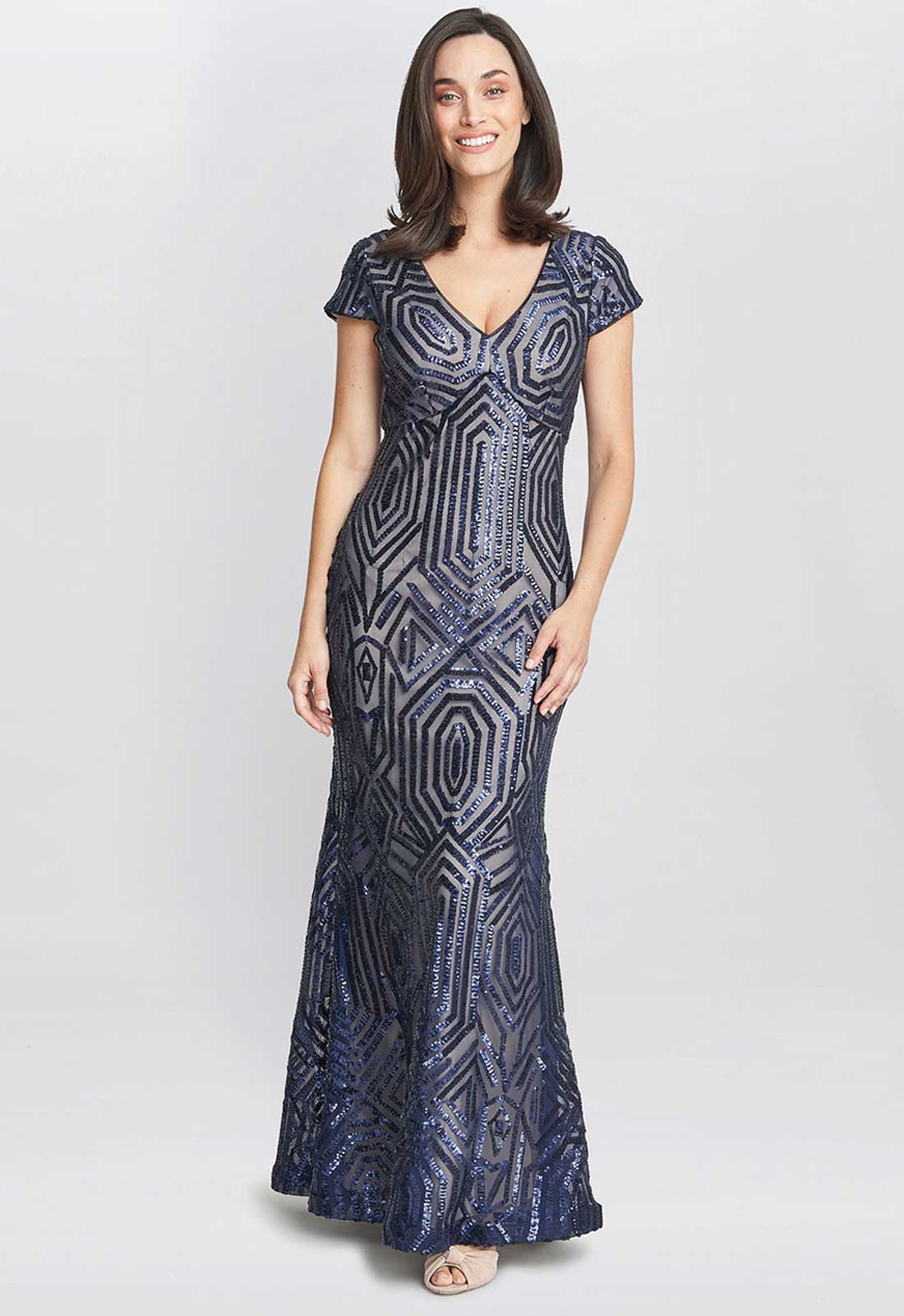 Gina Baconni Silver Marcia Fishtail Dress