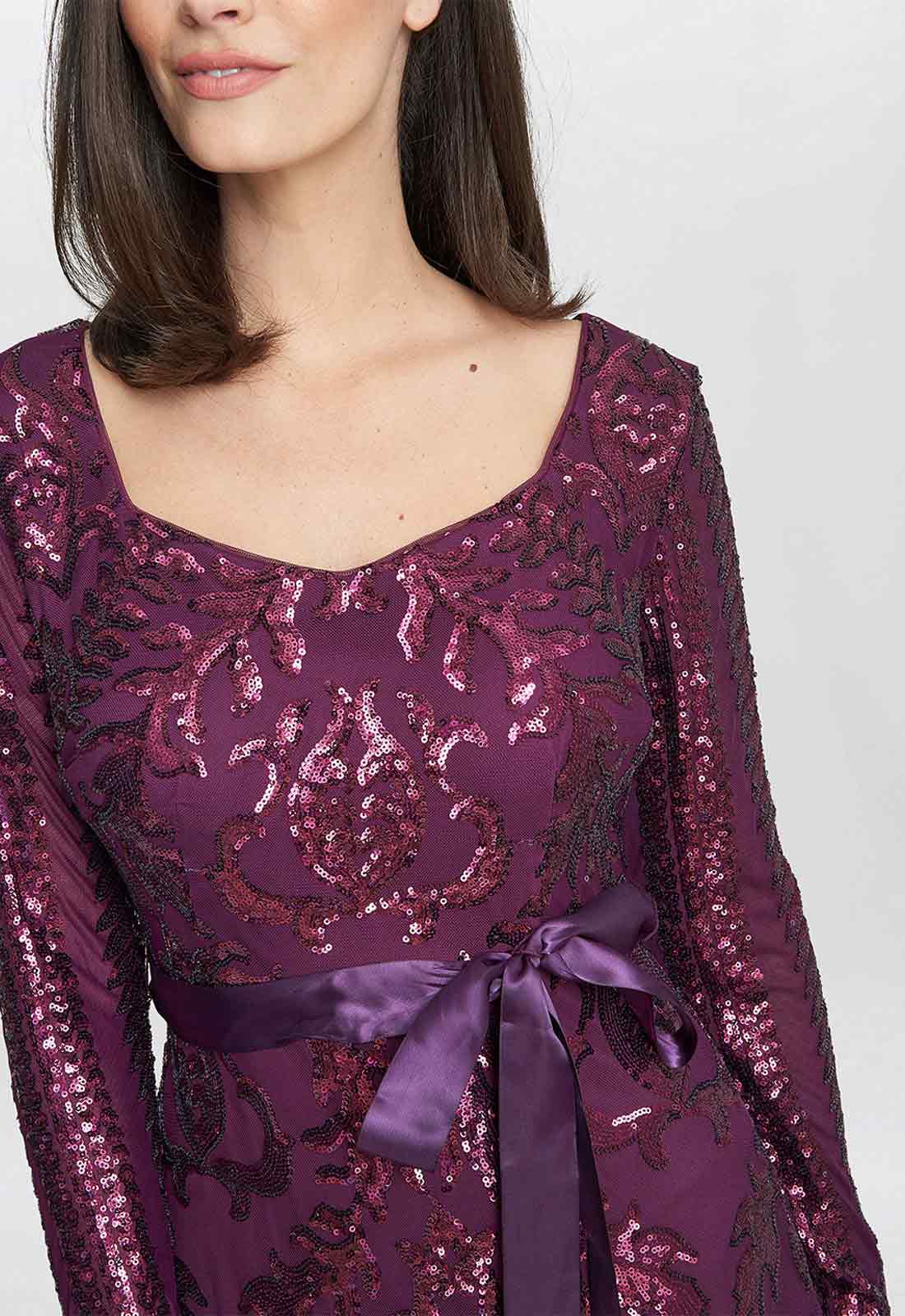 Gina Bacconi Purple Gwen Sequin Maxi Dress