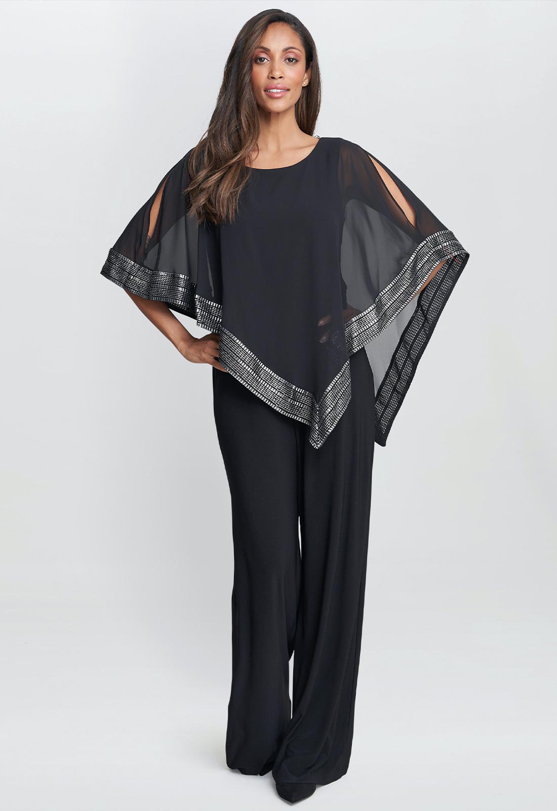 Gina Bacconi Black Eve Cape Jumpsuit