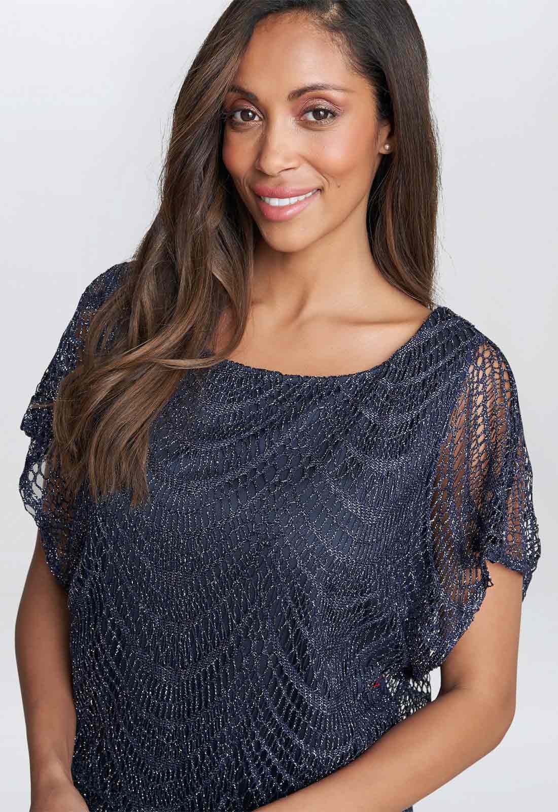 Navy Arlene long lace dress