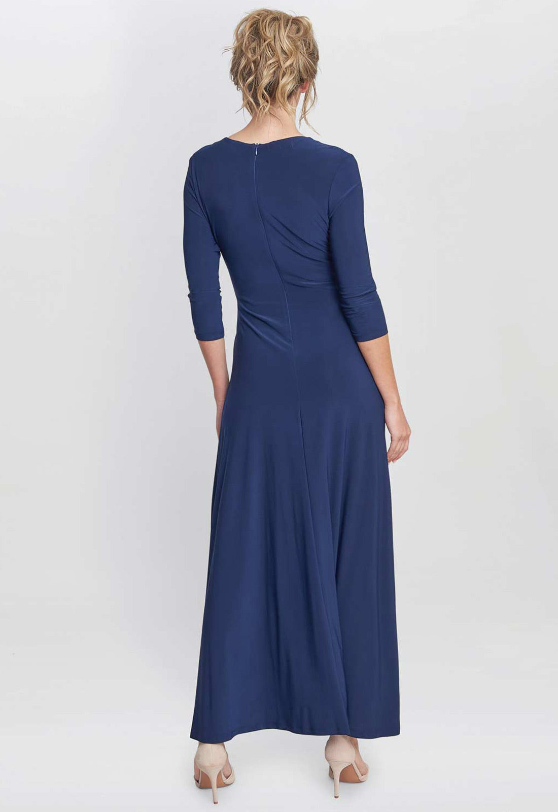 Gina Bacconi Navy Celine Jersey Wrap Maxi Dress