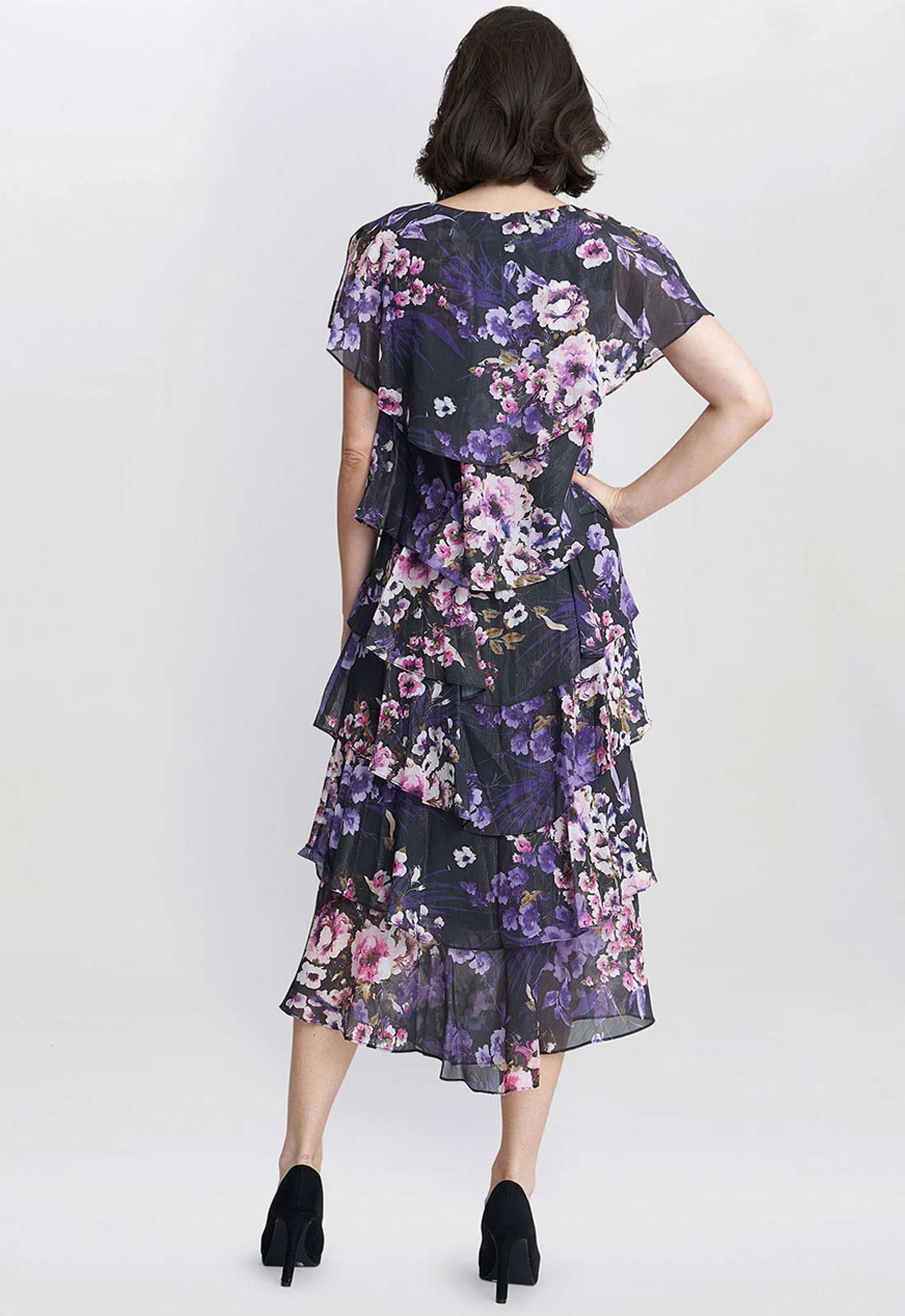 Gina Bacconi Black Leticia Floral Print Dress