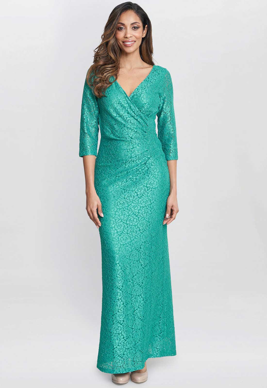 Gina Bacconi Jade Fearne Lace Wrap Maxi Dress