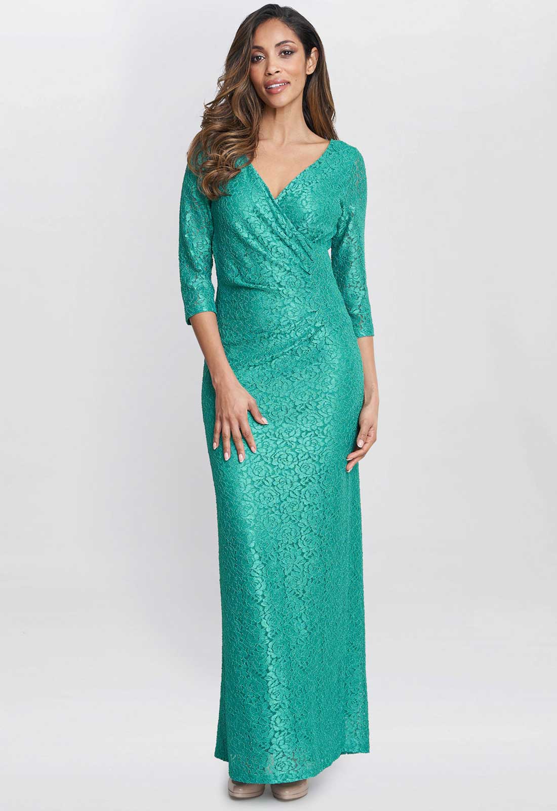 Gina Bacconi Jade Fearne Lace Wrap Maxi Dress