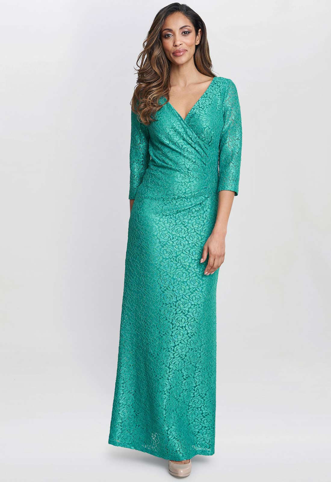 Gina Bacconi Jade Fearne Lace Wrap Maxi Dress