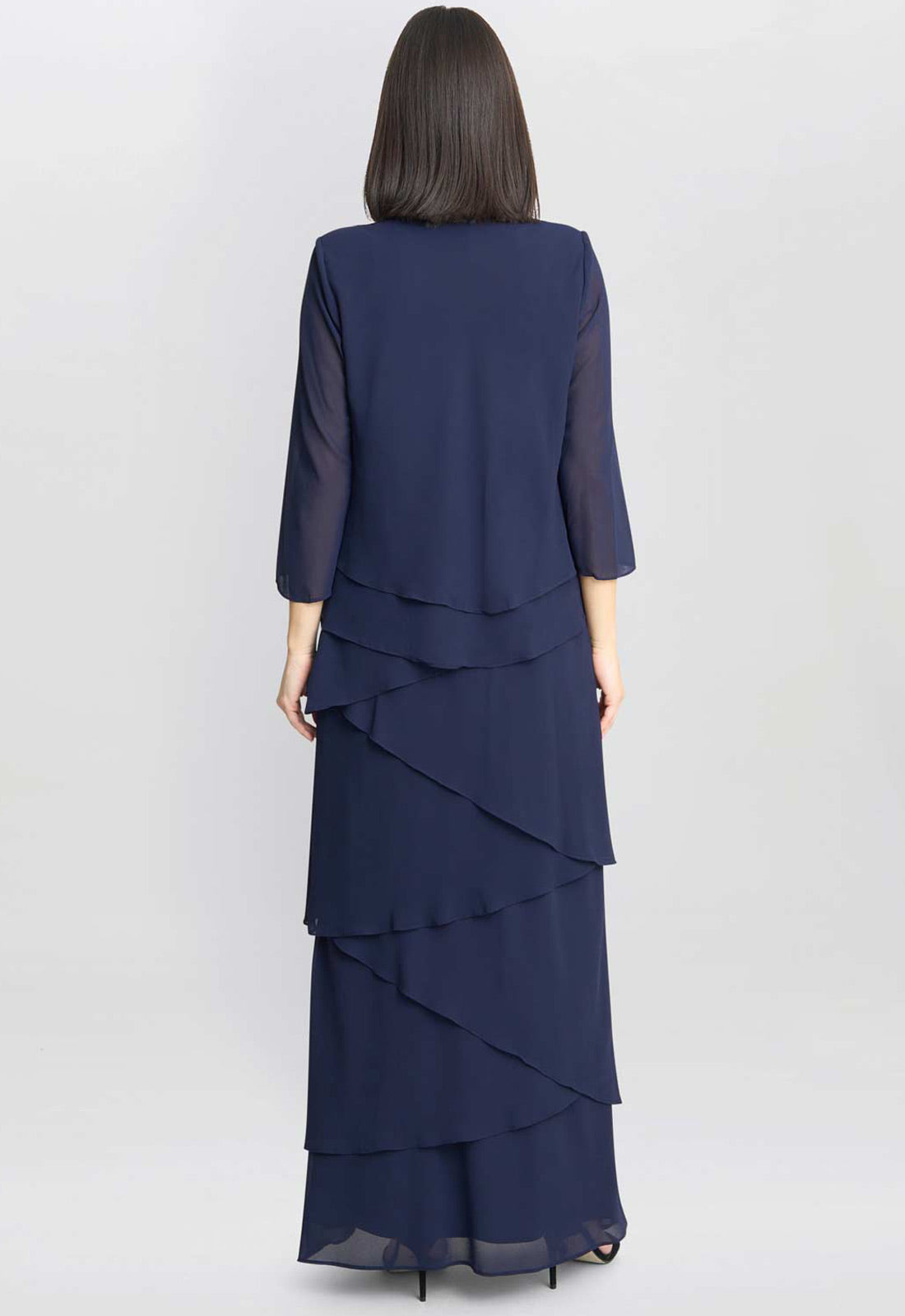 Gina Bacconi NavyColette Jacket And Asymmetric Tiered Dress