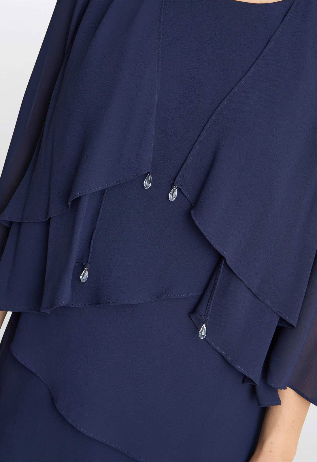 Gina Bacconi NavyColette Jacket And Asymmetric Tiered Dress