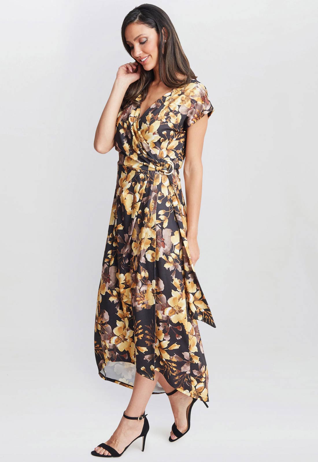 Gina Bacconi Black Remi Printed Maxi Dress