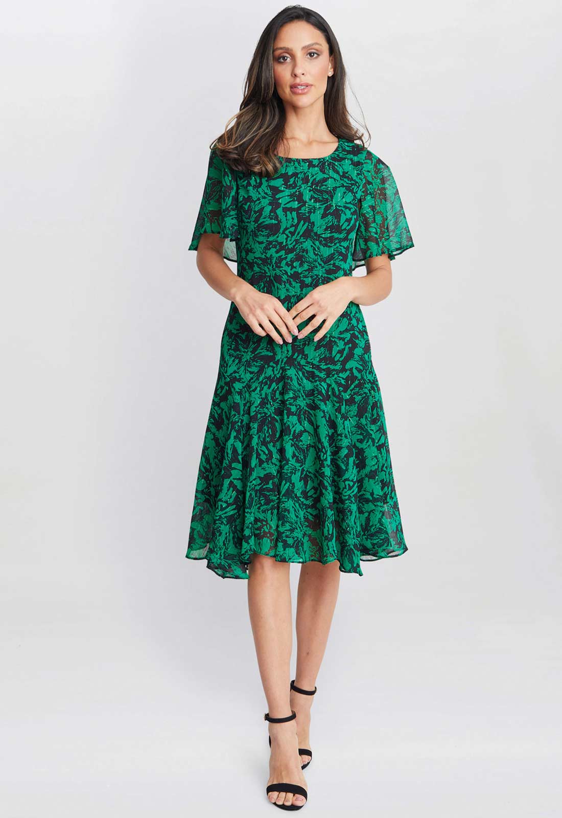 Gina Bacconi Gold Annette Chiffon Dress