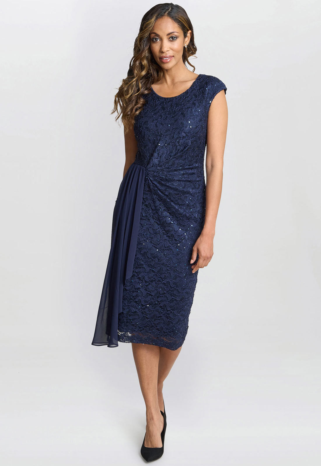 Gina Bacconi Navy Everlee Lace Dress