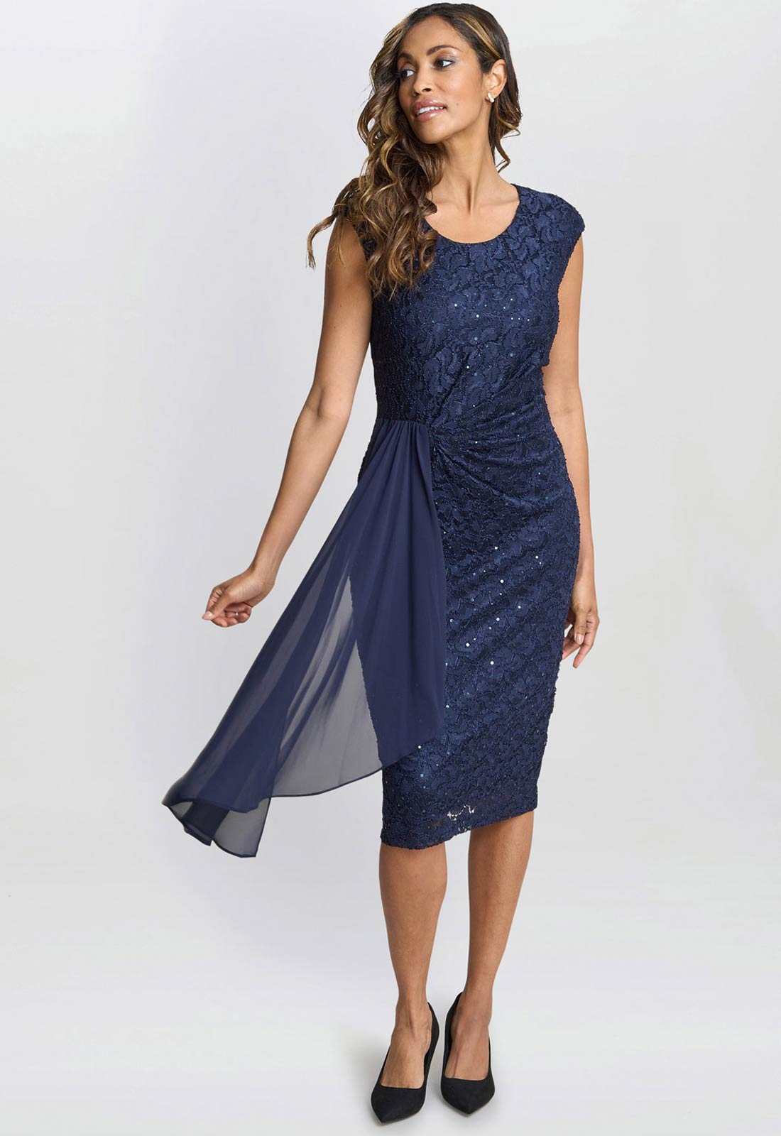 Gina Bacconi Navy Everlee Lace Dress