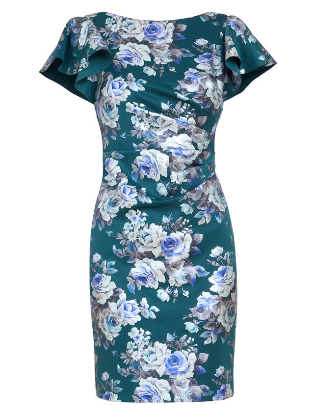 Gina Bacconi Blue Wanda Printed Dress