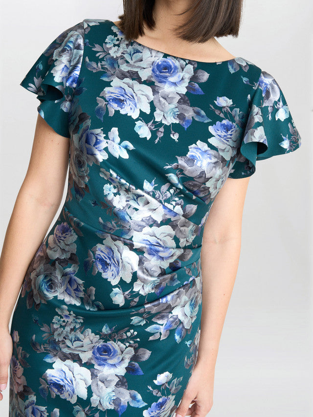 Gina Bacconi Blue Wanda Printed Dress