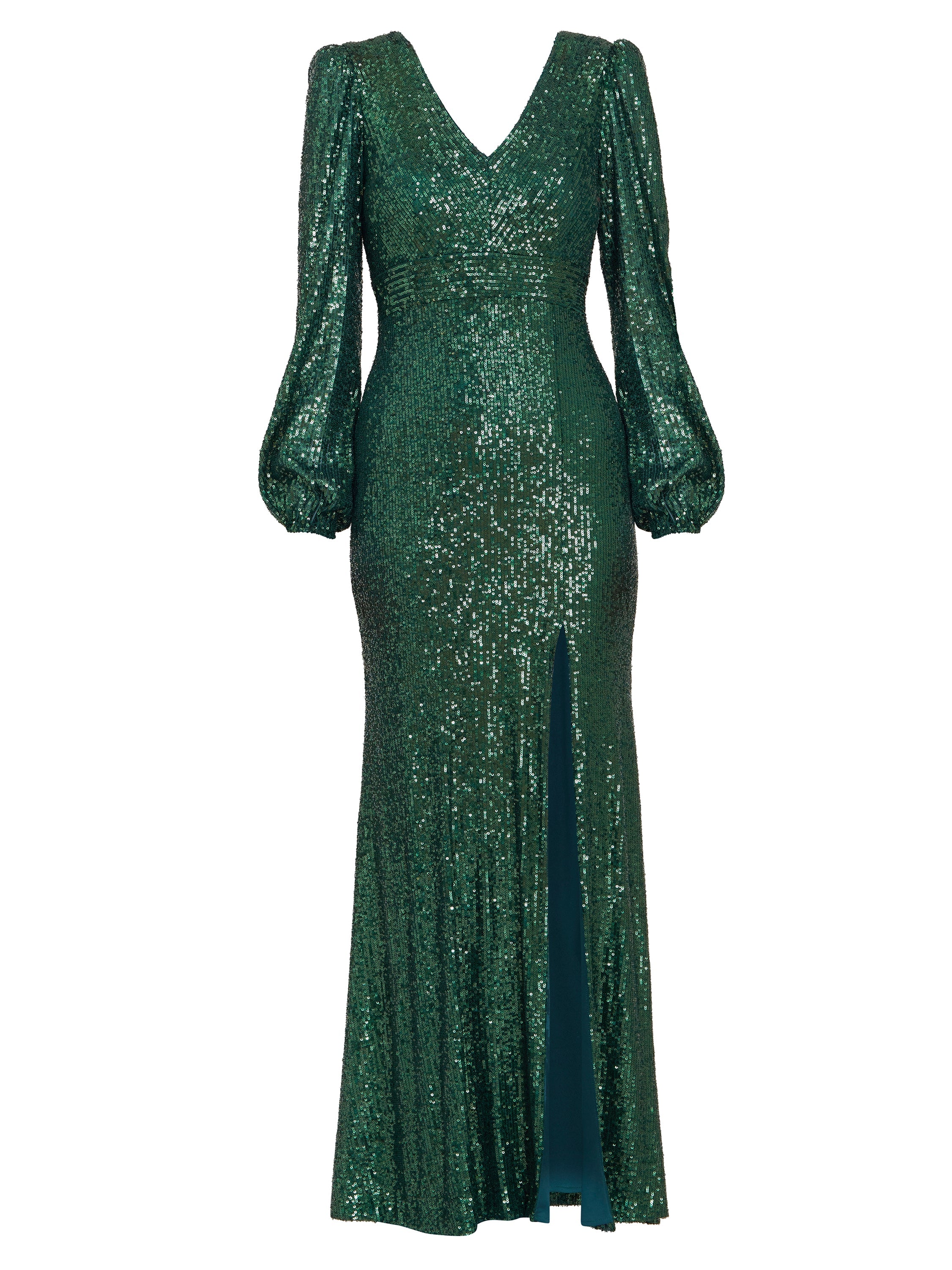 Gina Bacconi Bright Green Alison Sequin V Neck Maxi Dress