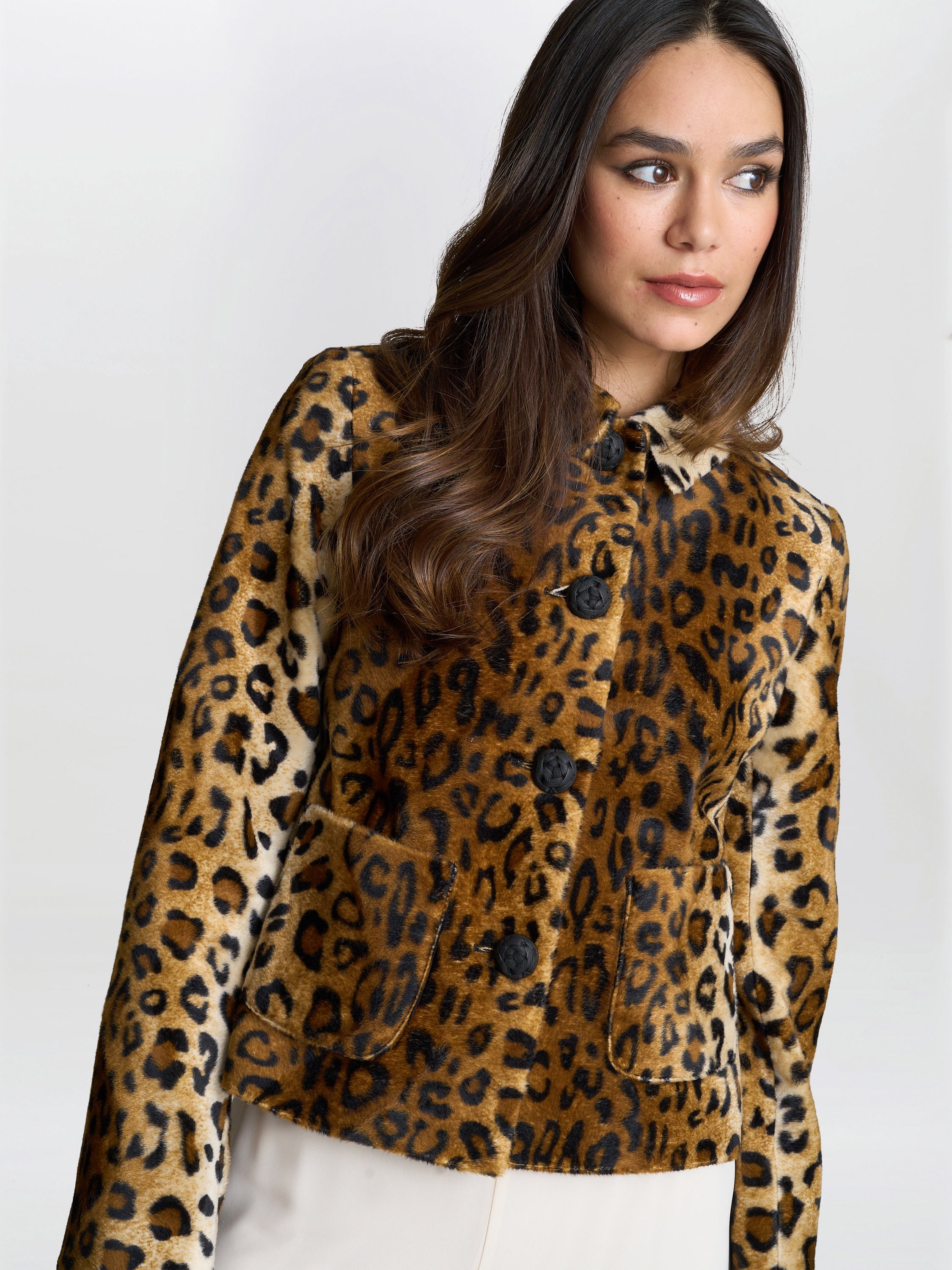 Gina Bacconi Brown Madelyn Leopard Jacket