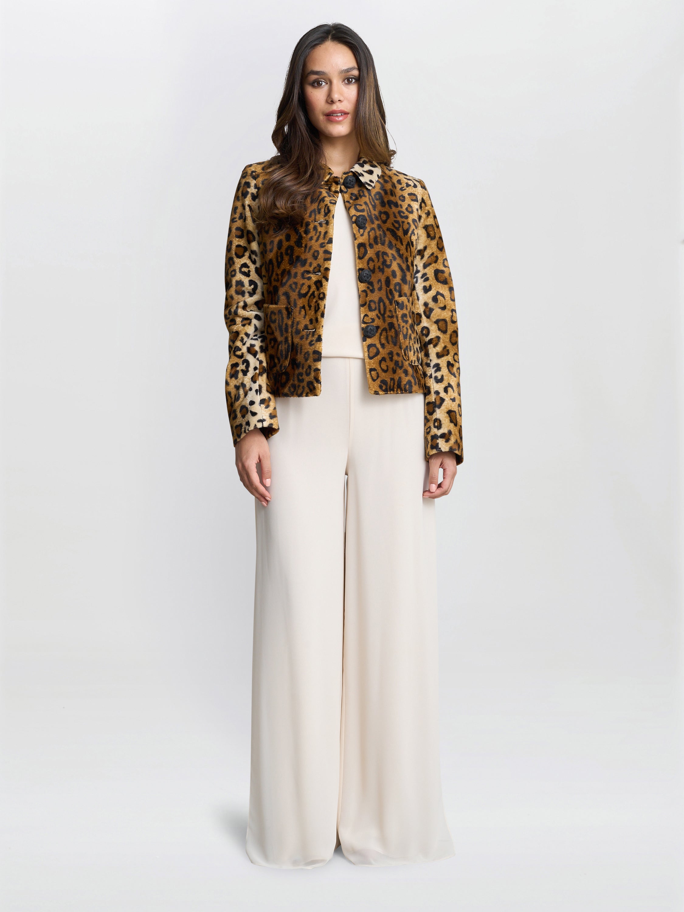 Gina Bacconi Brown Madelyn Leopard Jacket
