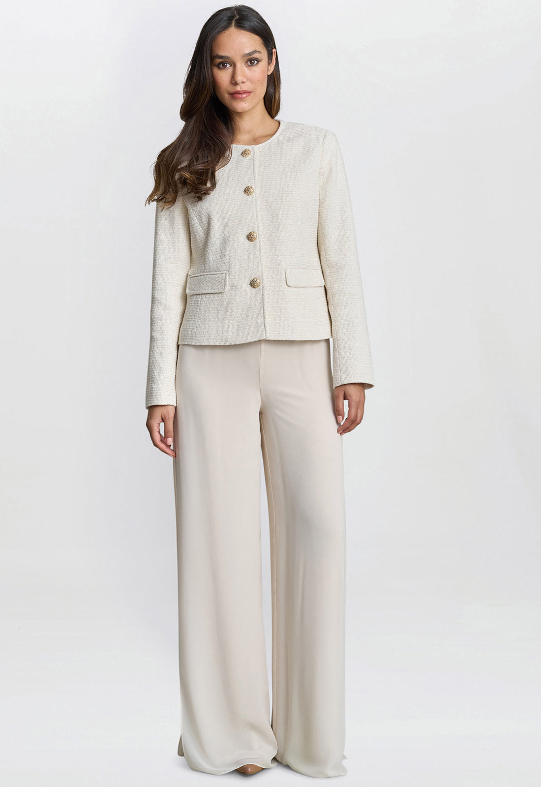 Gina Bacconi Cream Julieann Tweed Jacket