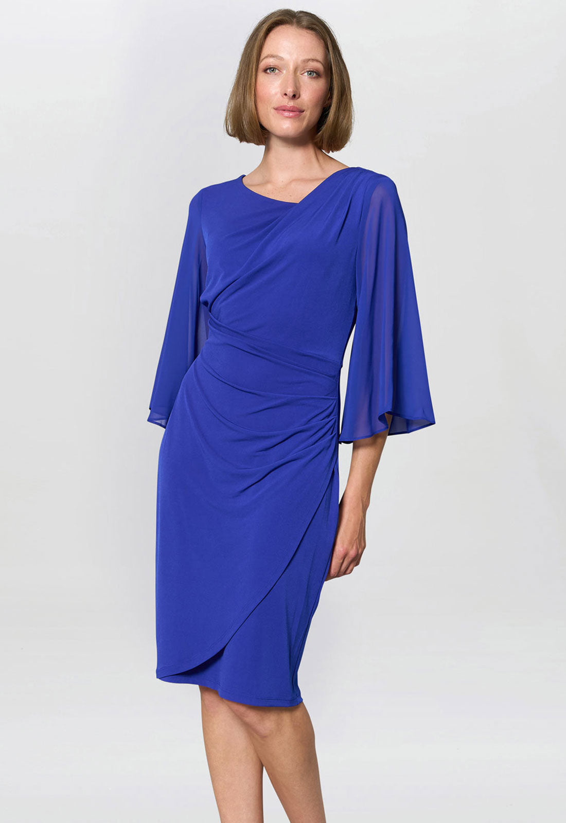 Gina Bacconi Cobalt Jo Draped Jersey Dress
