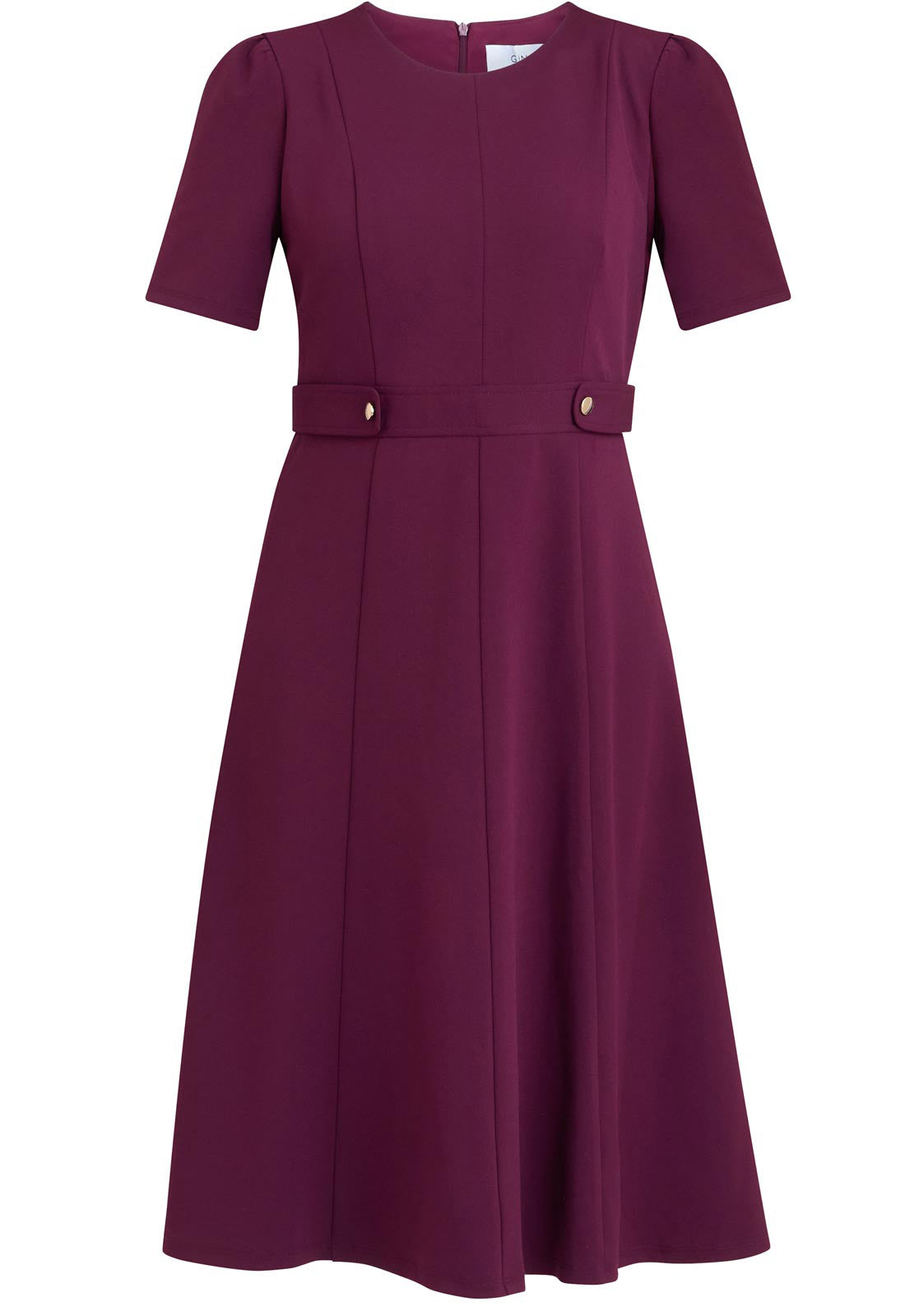 Purple dress with a belt on a white background