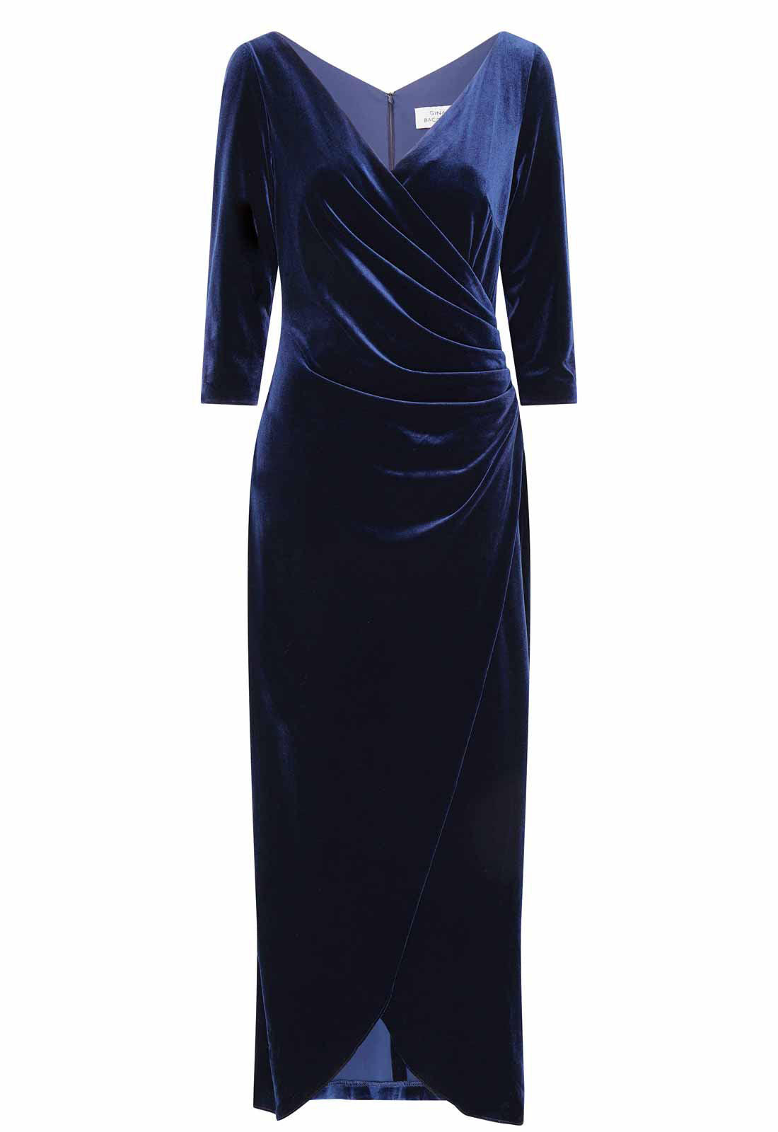 Gina Bacconi Navy Paris Velvet Maxi Dress With 3/4 Sleeve 2