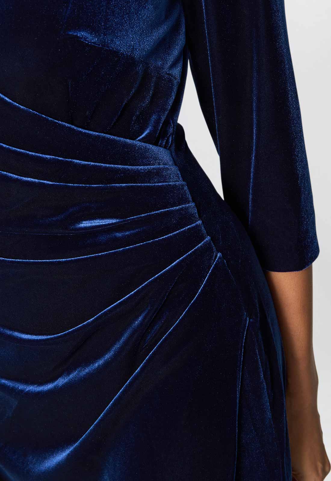 Gina Bacconi Navy Paris Velvet Maxi Dress With 3/4 Sleeve