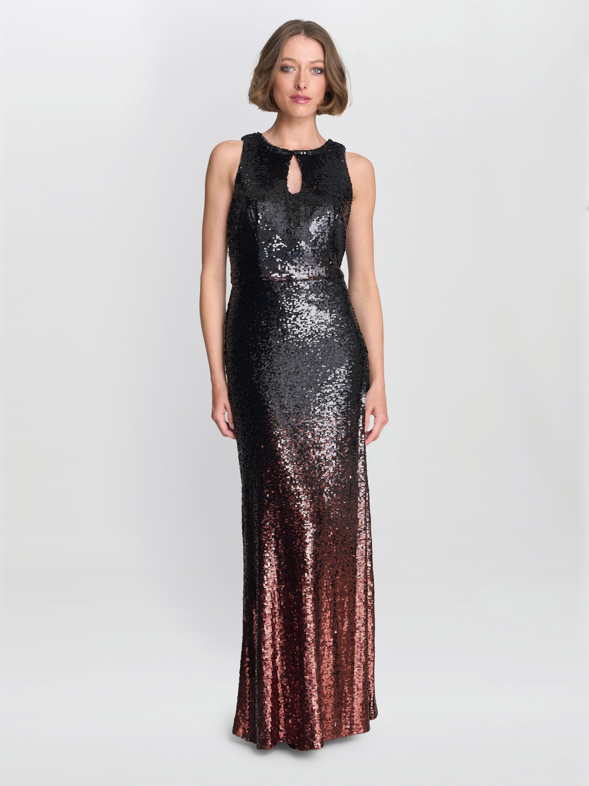 Gina Bacconi Black Tallulah Ombre Sequin Maxi Dress